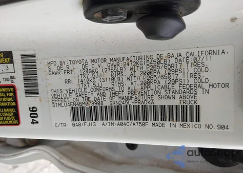 2011 Toyota Tacoma Base V6 из США, поврежденный, VIN 3TMLU4EN4BM078908